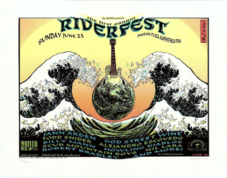 1996 Riverfest w/ God Street Wine, Todd Snider - Pontiac Concert Poster by Emek