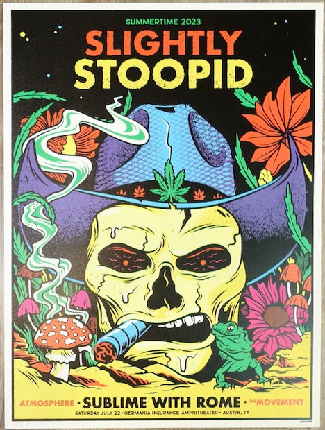 2023 Slightly Stoopid - Austin Silkscreen Concert Poster by Ivan Minsloff