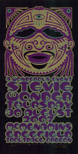 2007 Stevie Wonder - Troutdale Silkscreen Concert Poster by Gary Houston