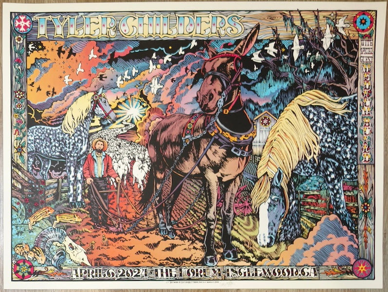2024 Tyler Childers - Inglewood Silkscreen Concert Poster by Caitlin Mattisson