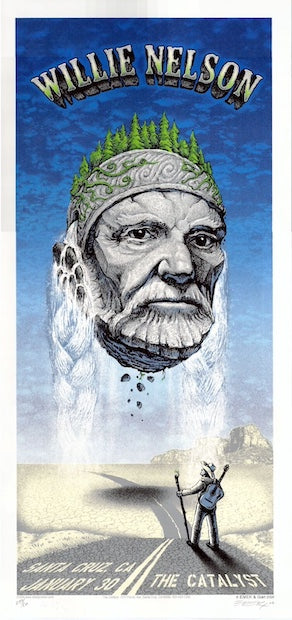 2006 Willie Nelson - Santa Cruz Silkscreen Concert Poster by Emek