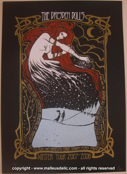 2007 Dresden Dolls - Winter Tour Silkscreen Poster by Malleus