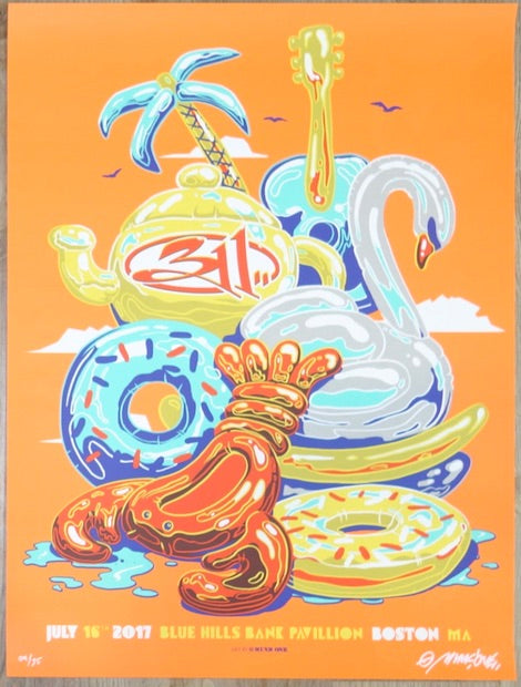 2017 311 - Boston Donuts Orange Variant Silkscreen Concert Poster by Munk One