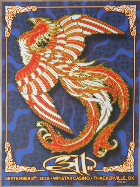 2018 311 - Thackerville Silkscreen Concert Poster by Derek Hatfield