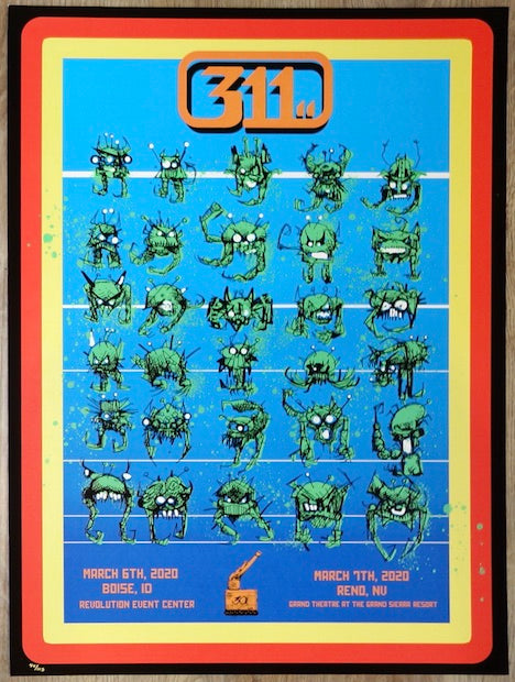 2020 311 - Boise/Reno Silkscreen Concert Poster by Joey Feldman