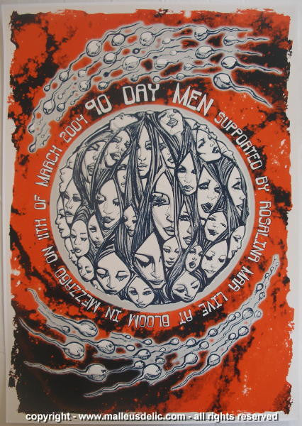 2004 90 Day Men Silkscreen Concert Poster by Malleus