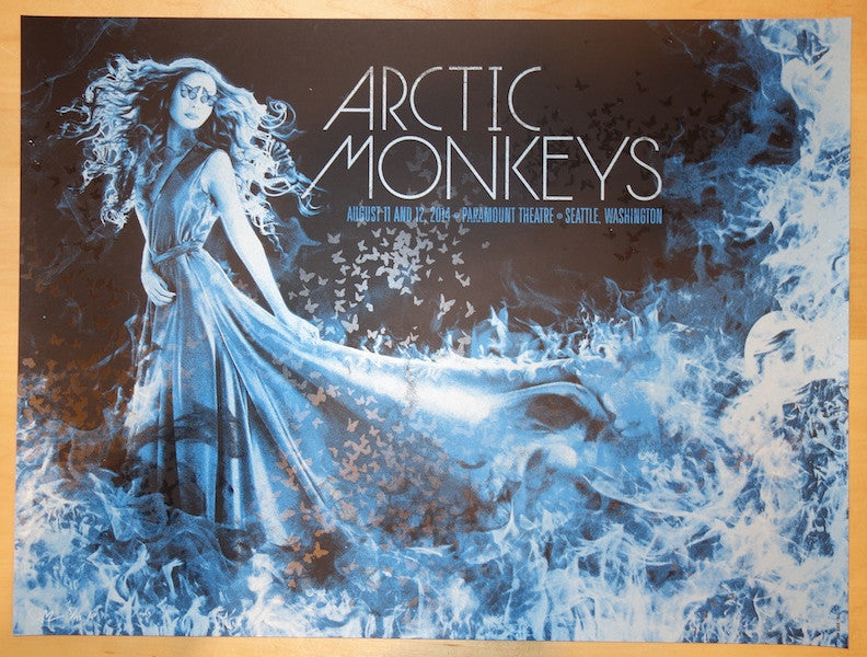 2014 Arctic Monkeys - Seattle Blue Silkscreen Concert Poster by Todd Slater