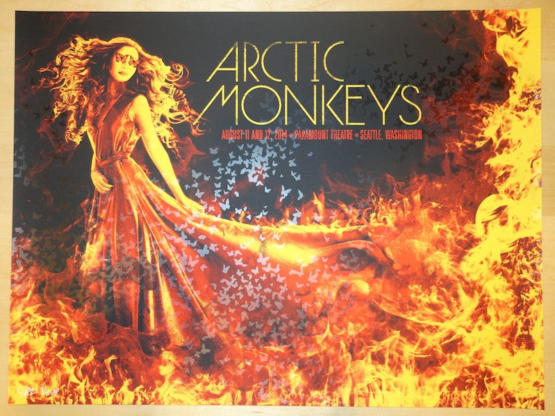2014 Arctic Monkeys - Seattle Red Silkscreen Concert Poster by Todd Slater