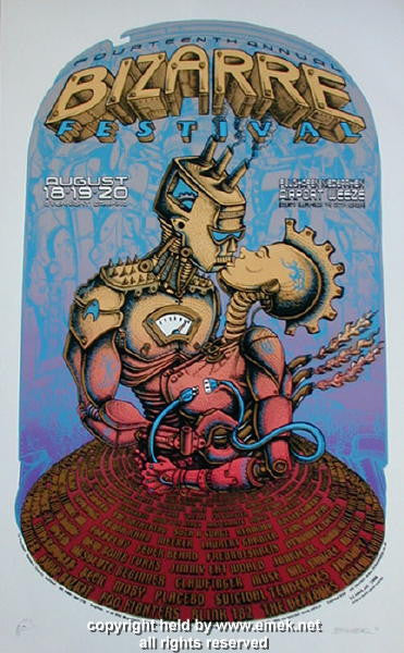 2000 Bizarre Fest w/ Beck, Deftones, Foo Fighters - Silkscreen Concert Poster by Emek