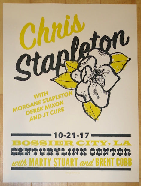 2017 Chris Stapleton - Bossier City Silkscreen Concert Poster by Carl Carbonell