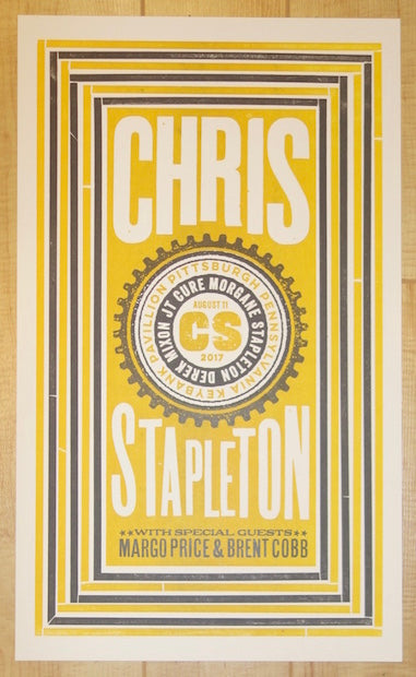 2017 Chris Stapleton - Burgettstown Letterpress Concert Poster by Brad Vetter