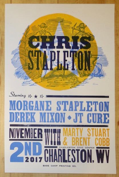 2017 Chris Stapleton - Charleston Letterpress Concert Poster by Base Camp