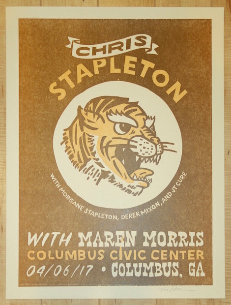2017 Chris Stapleton - Columbus Letterpress Concert Poster by Carl Carbonell