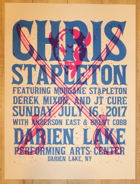 2017 Chris Stapleton - Darien Lake Silkscreen Concert Poster by Andy Vastagh