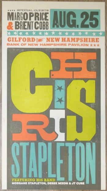 2017 Chris Stapleton - Gilford I Letterpress Concert Poster by Brad Vetter