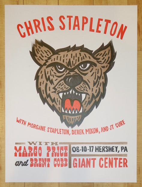 2017 Chris Stapleton - Hershey Letterpress Concert Poster by Carl Carbonell