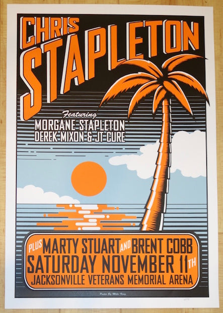 2017 Chris Stapleton - Jacksonville Silkscreen Concert Poster by Mike King