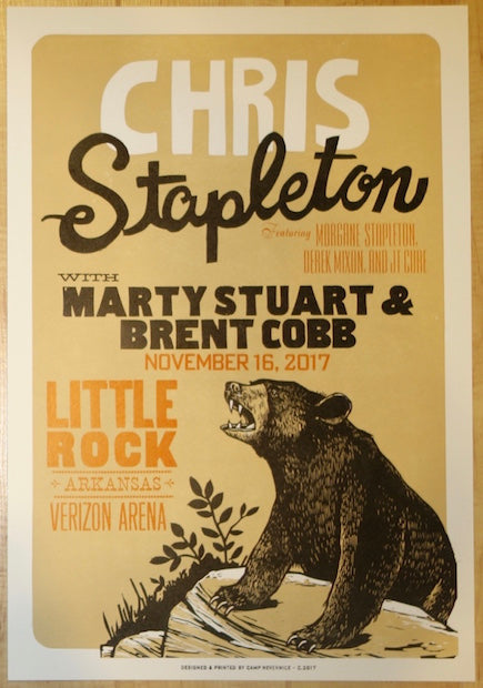 2017 Chris Stapleton - Little Rock Letterpress Concert Poster by Camp Nevernice