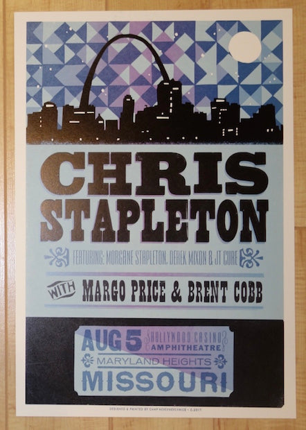 2017 Chris Stapleton - Maryland Heights Letterpress Concert Poster by Camp Nevernice