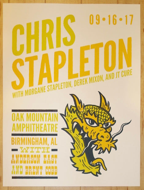 2017 Chris Stapleton - Pelham Silkscreen Concert Poster by Carl Carbonell