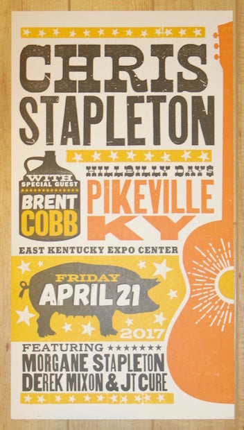 2017 Chris Stapleton - Pikeville I Letterpress Concert Poster by Brad Vetter