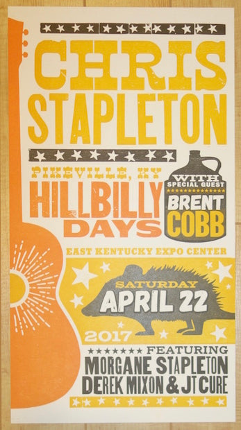 2017 Chris Stapleton - Pikeville II Letterpress Concert Poster by Brad Vetter