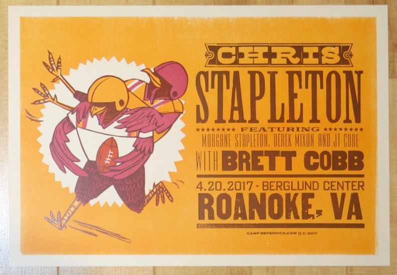 2017 Chris Stapleton - Roanoke Letterpress Concert Poster by Camp Nevernice