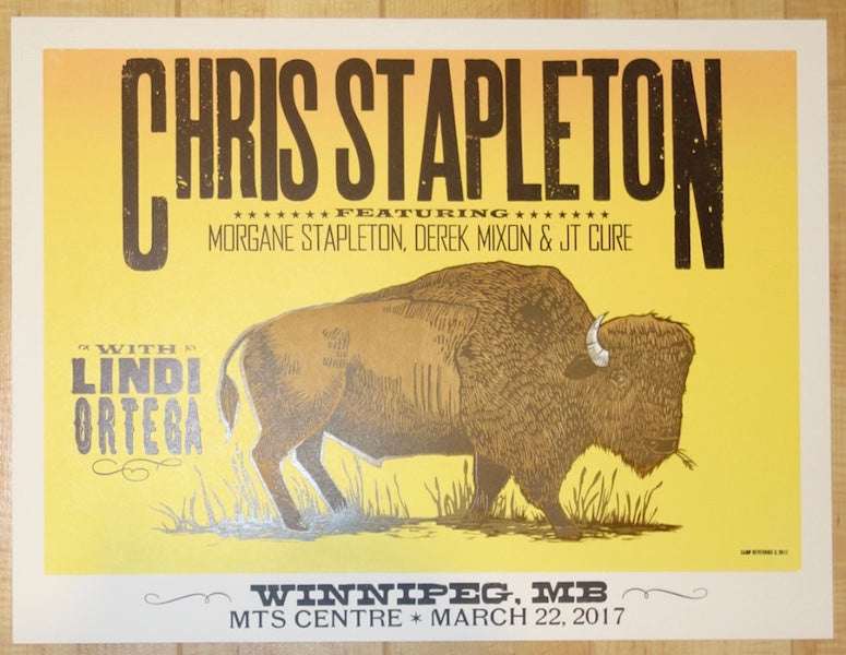 2017 Chris Stapleton - Winnipeg Letterpress Concert Poster by Camp Nevernice