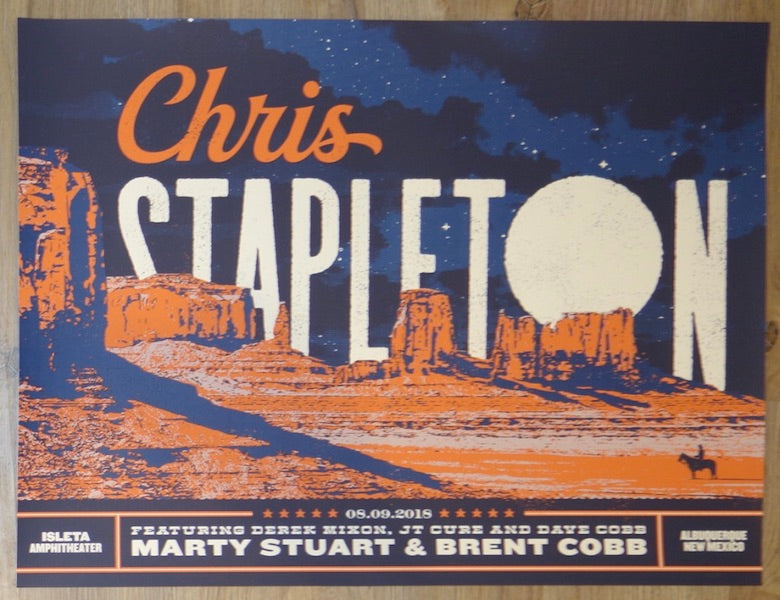 2018 Chris Stapleton - Albuquerque Silkscreen Concert Poster by Jose Garcia