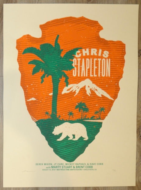 2018 Chris Stapleton - Chula Vista Silkscreen Concert Poster by Andy Vastagh