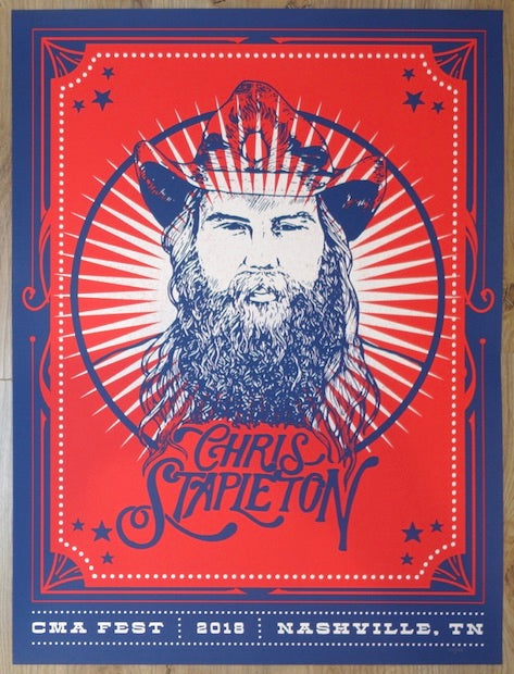 2018 Chris Stapleton - Nashville Silkscreen Concert Poster by Jose Garcia