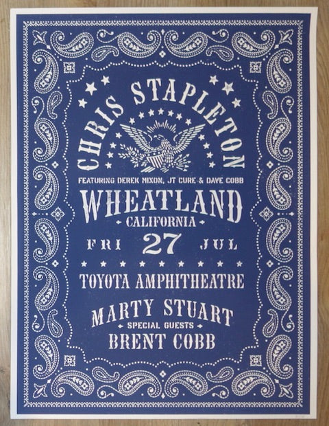 2018 Chris Stapleton - Wheatland Silkscreen Concert Poster by Aaron Von Freter