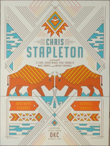 2019 Chris Stapleton - Oklahoma City Silkscreen Concert Poster by Matt Fleming
