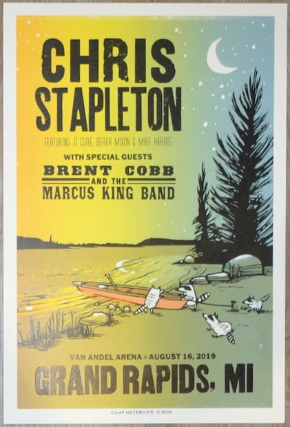 2019 Chris Stapleton - Grand Rapids Letterpress Concert Poster by Camp Nevernice