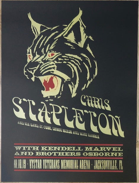 2019 Chris Stapleton - Jacksonville Silkscreen Concert Poster by Carl Carbonell