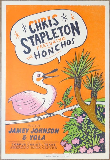 2020 Chris Stapleton - Corpus Christi Letterpress Concert Poster by Camp Nevernice