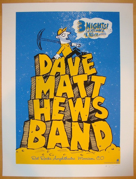 2005 Dave Matthews Band - Red Rocks Silkscreen Concert Poster by Methane