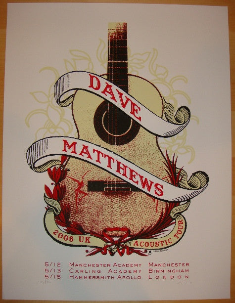 2006 Dave Matthews - UK Acoustic Tour Silkscreen Concert Poster by Methane