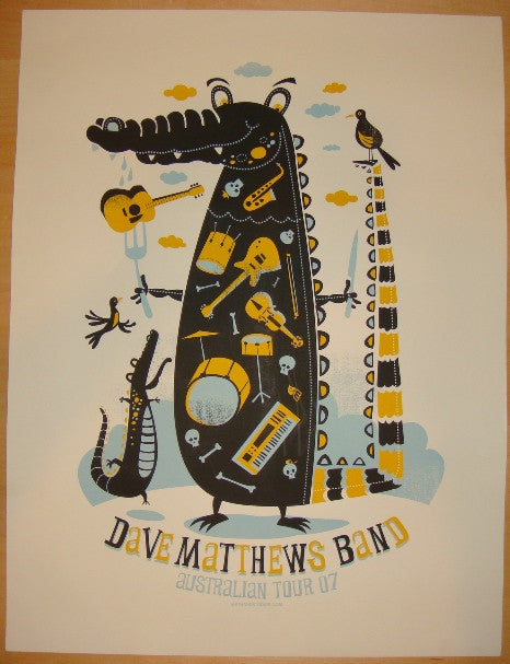 2007 Dave Matthews Band - Australia Silkscreen Concert Poster by Methane