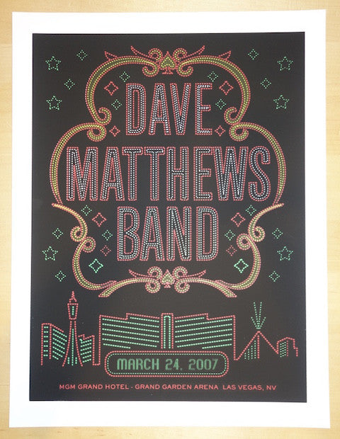 2007 Dave Matthews Band - Las Vegas II Silkscreen Concert Poster by Methane