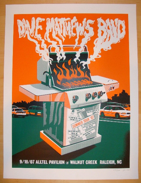 2007 Dave Matthews Band - Raleigh Silkscreen Concert Poster by Methane