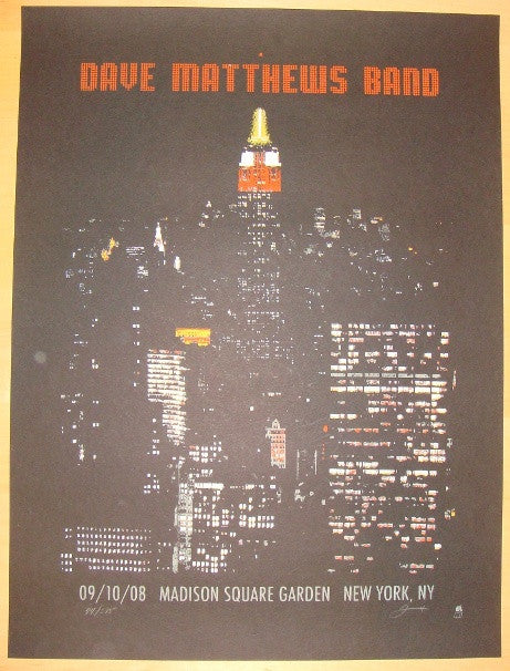 2008 Dave Matthews Band - NYC Silkscreen Concert Poster by Methane