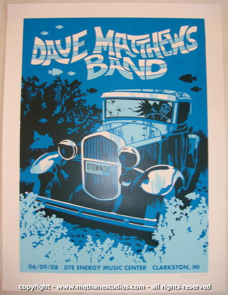 2008 Dave Matthews Band - Clarkston Silkscreen Concert Poster by Methane