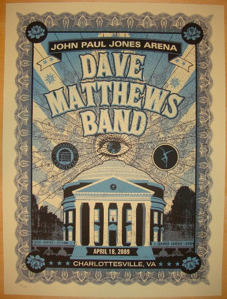 2009 Dave Matthews Band - Charlottesville II Silkscreen Concert Poster by Methane