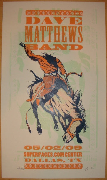 2009 Dave Matthews Band - Dallas Silkscreen Concert Poster by Methane
