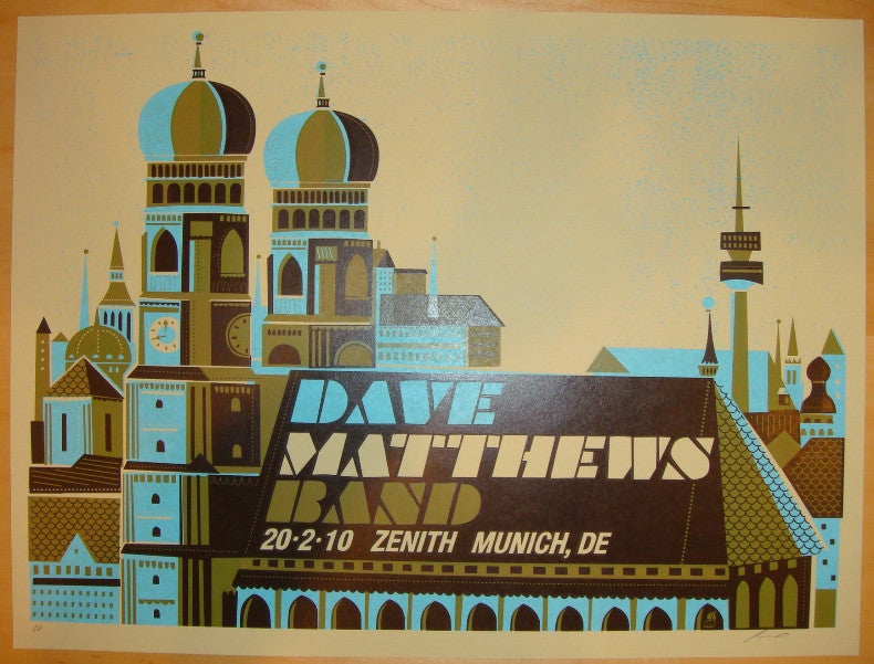 2010 Dave Matthews Band - München (Munich) Silkscreen Concert Poster by Methane