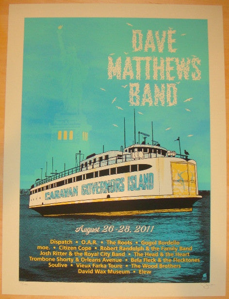 2011 Dave Matthews Band - NYC Caravan Silkscreen Concert Poster by Methane
