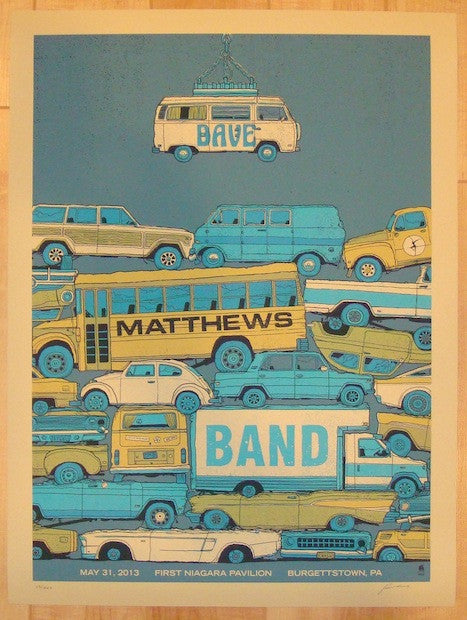 2013 Dave Matthews Band - Burgettstown Silkscreen Concert Poster by Methane