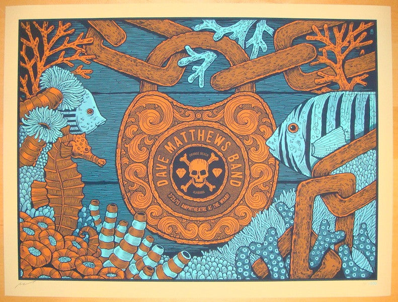 2013 Dave Matthews Band - Orange Beach Silkscreen Concert Poster by Methane