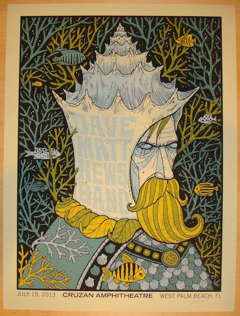 2013 Dave Matthews Band - West Palm I Silkscreen Concert Poster by Methane